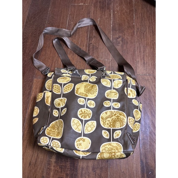 Petunia Pickle Bottom Boxy Diaper Bag Tote Convertible Brown Floral Print Padded - Picture 3 of 12